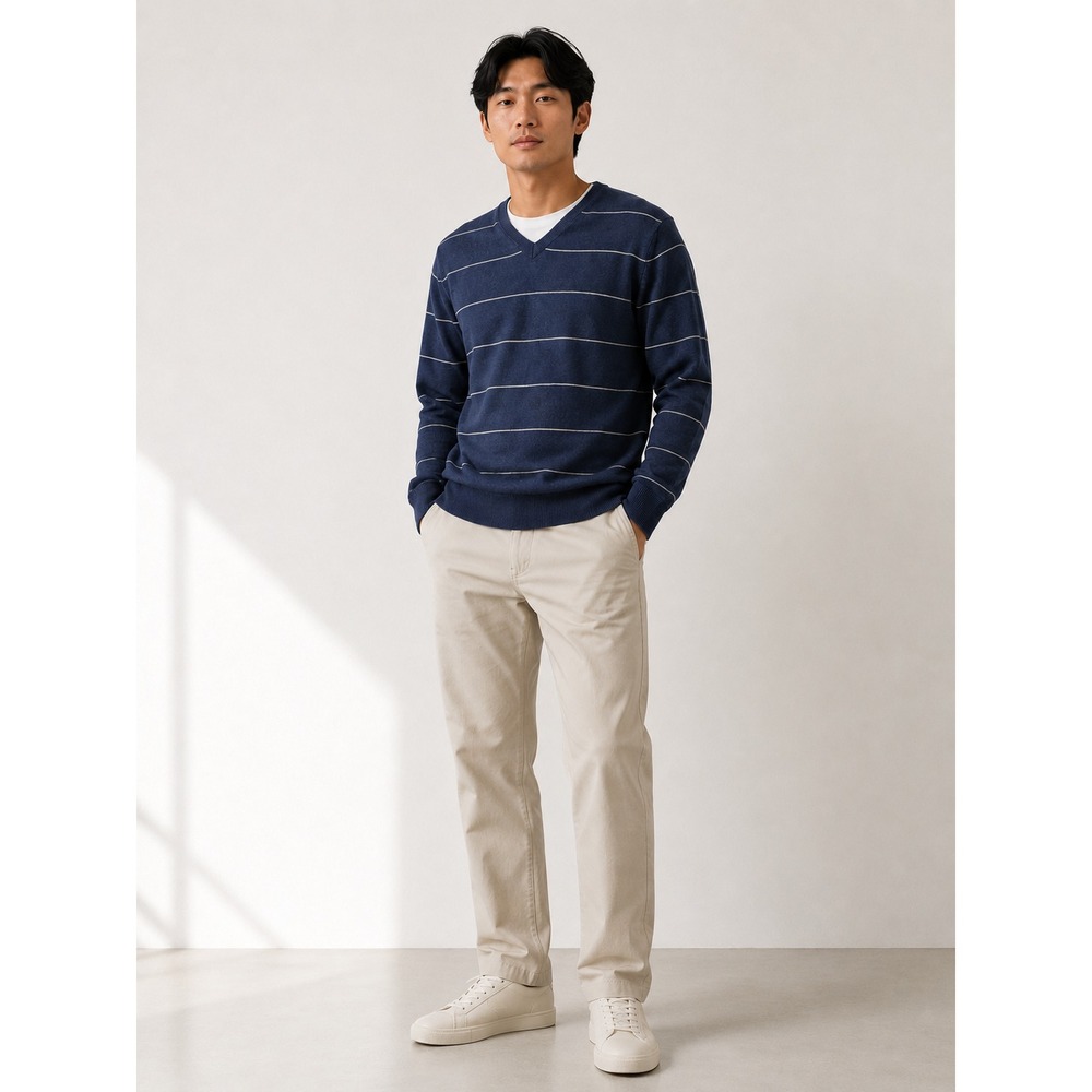 Banana Republic Long‎ Sleeve V-Neck Men's Sweater Blue Merino Wool Small